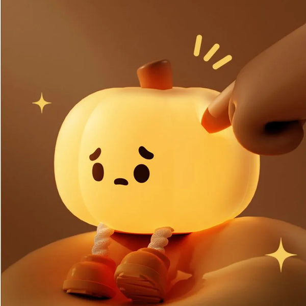 Halloween Pumpkin Night Light, Soft Silicone Dimmable LED Lamp with Touch Control for Bedroom & Home Decor