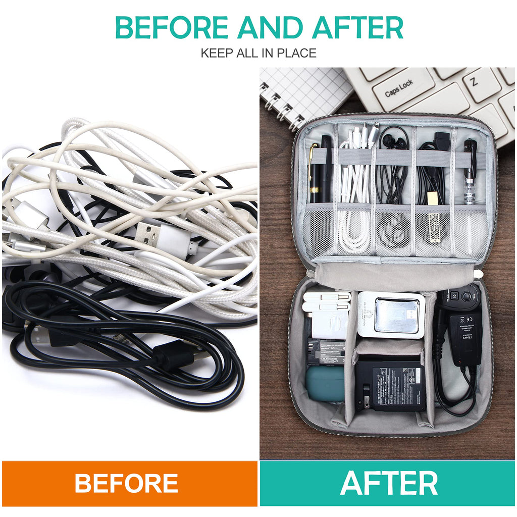 Electronics Travel Organizer Bag, Portable Cable & Charger Storage Case for Digital Accessories - Image  - Buy from fishymint