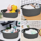 Small Boho Woven Rope Storage Basket with Handles, Decorative Organizer Bin for Toys, Shelves & Home - Image  - Buy from fishymint