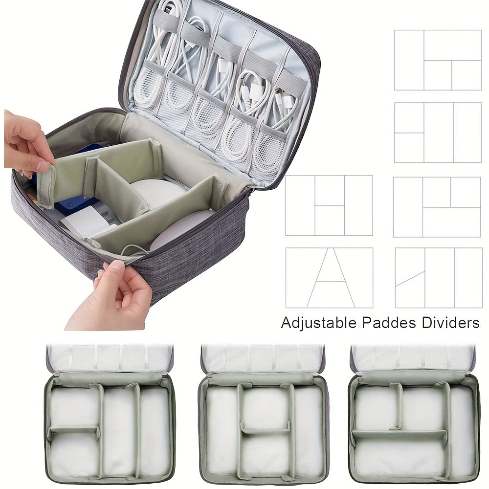 Electronics Travel Organizer Bag, Portable Cable & Charger Storage Case for Digital Accessories - Image  - Buy from fishymint