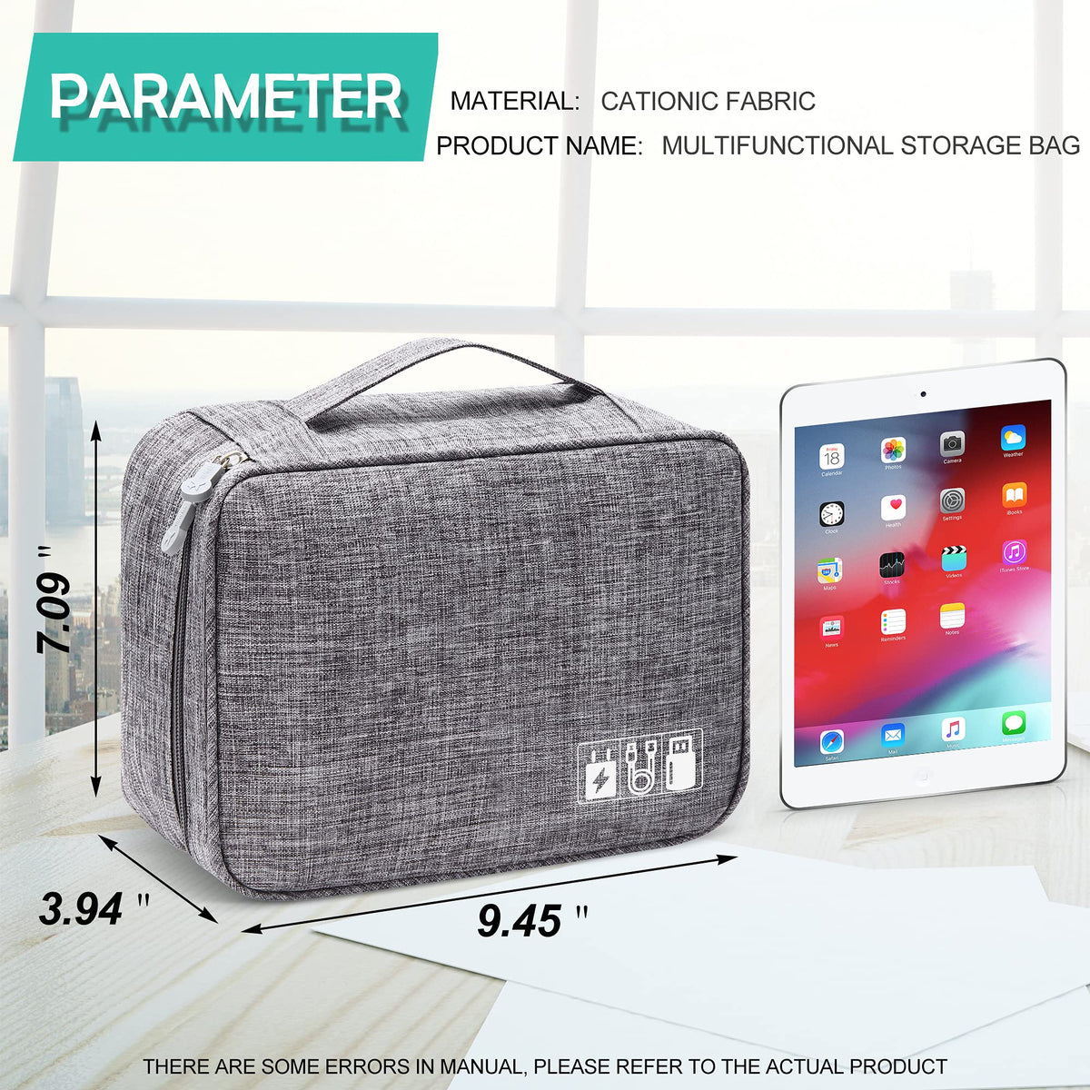 Electronics Travel Organizer Bag, Portable Cable & Charger Storage Case for Digital Accessories - Image  - Buy from fishymint