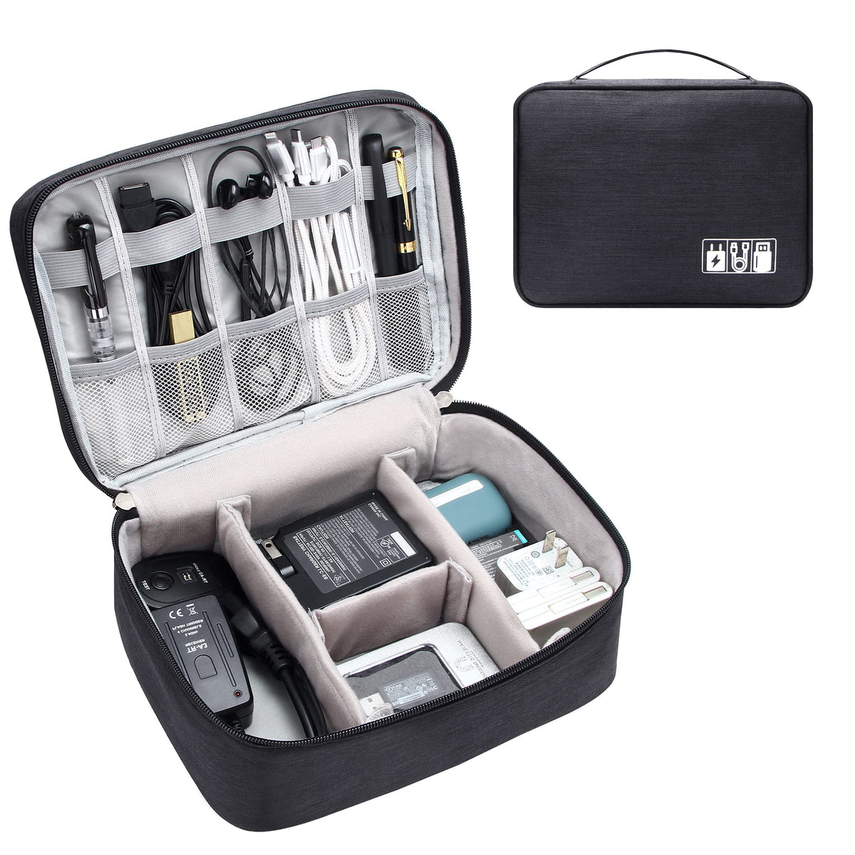 Electronics Travel Organizer Bag, Portable Cable & Charger Storage Case for Digital Accessories - Image  - Buy from fishymint