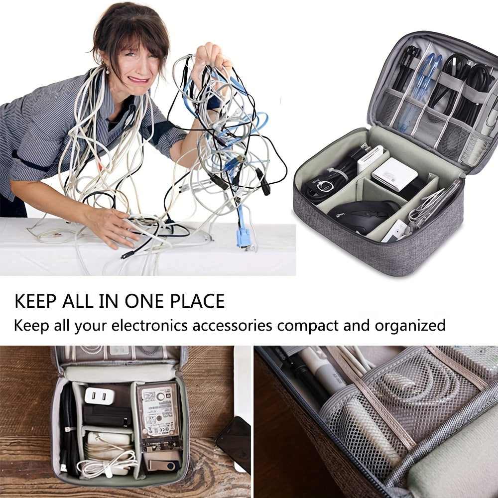 Electronics Travel Organizer Bag, Portable Cable & Charger Storage Case for Digital Accessories - Image  - Buy from fishymint